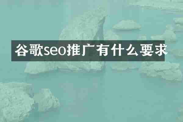 谷歌seo推广有什么要求