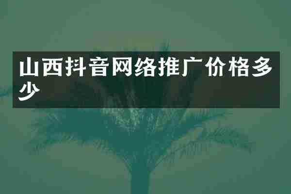 山西抖音网络推广价格多少