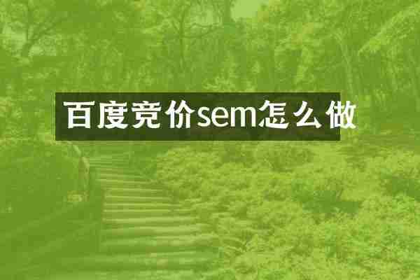 百度竞价sem怎么做
