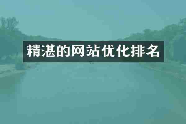 精湛的网站优化排名