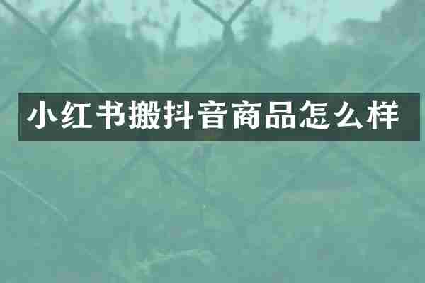 小红书搬抖音商品怎么样