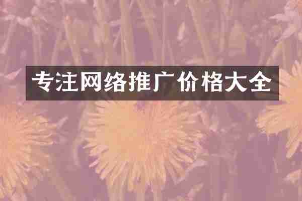 专注网络推广价格大全