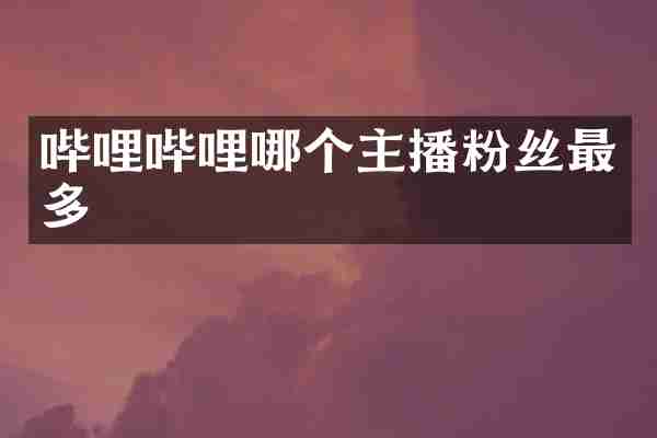 哔哩哔哩哪个主播粉丝最多
