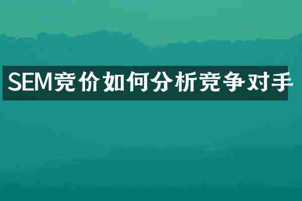 SEM竞价如何分析竞争对手