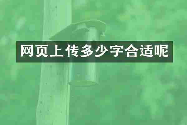 网页上传多少字合适呢
