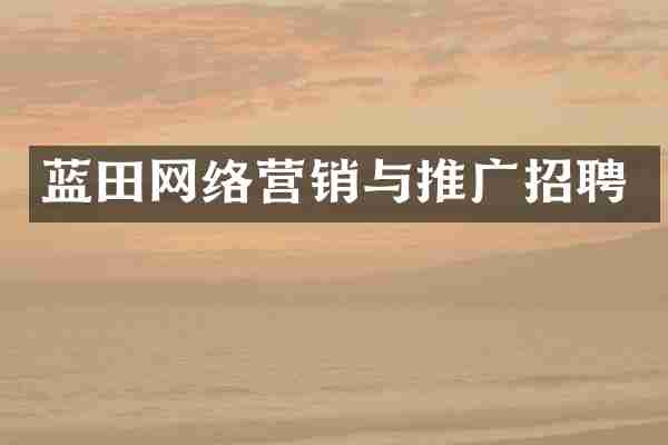 蓝田网络营销与推广招聘