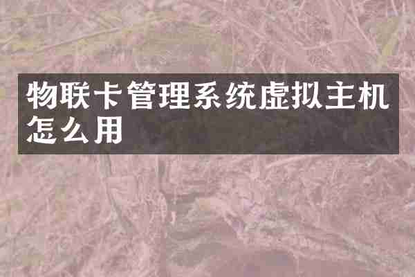 物联卡管理系统虚拟主机怎么用