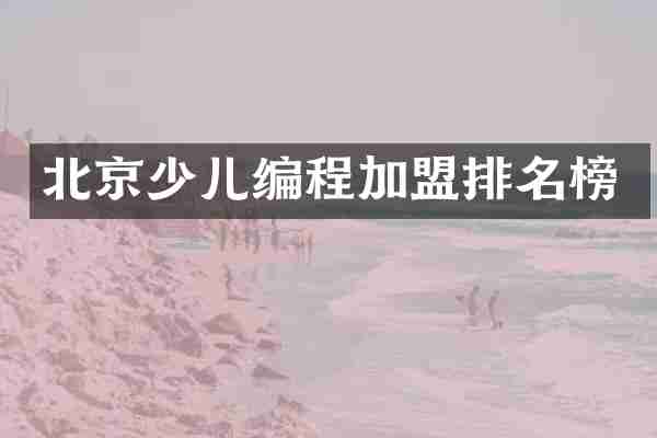 北京少儿编程加盟排名榜