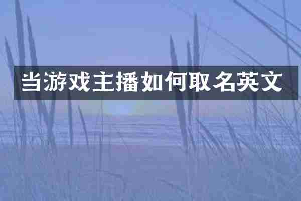 当游戏主播如何取名英文