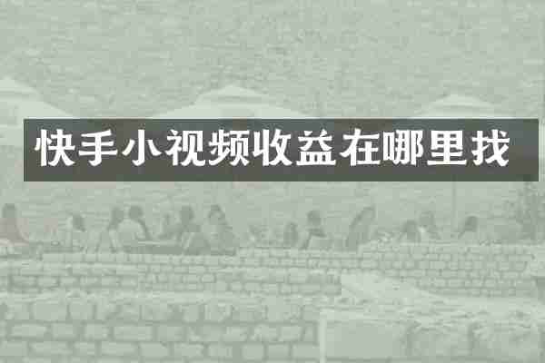 快手小视频收益在哪里找