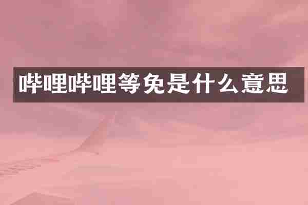 哔哩哔哩等免是什么意思