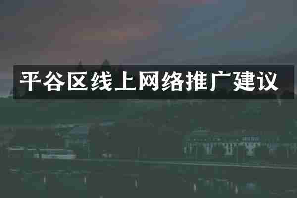 平谷区线上网络推广建议