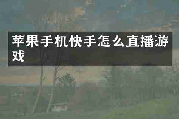 苹果手机快手怎么直播游戏
