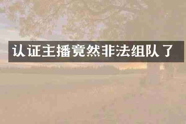 认证主播竟然非法组队了