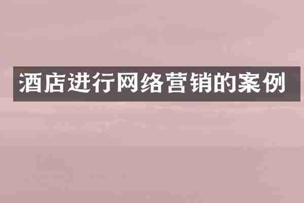 酒店进行网络营销的案例