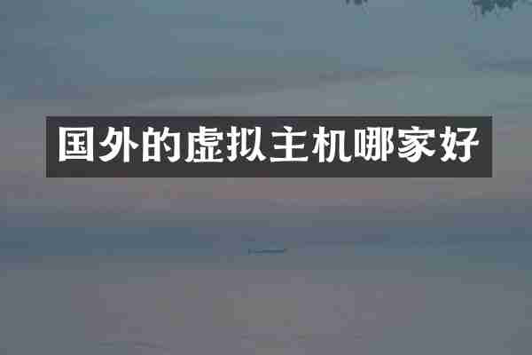 国外的虚拟主机哪家好