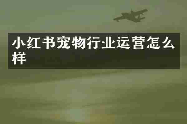 小红书宠物行业运营怎么样