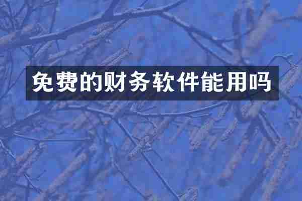 免费的财务软件能用吗