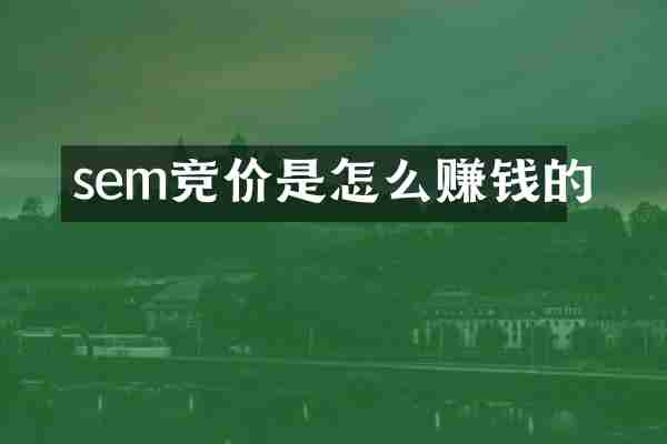 sem竞价是怎么赚钱的