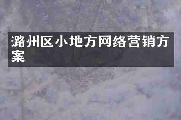 潞州区小地方网络营销方案