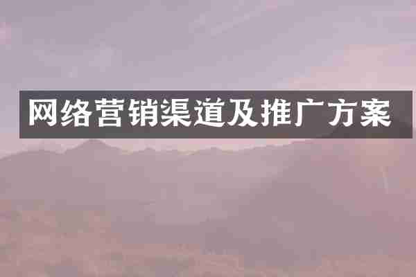 网络营销渠道及推广方案