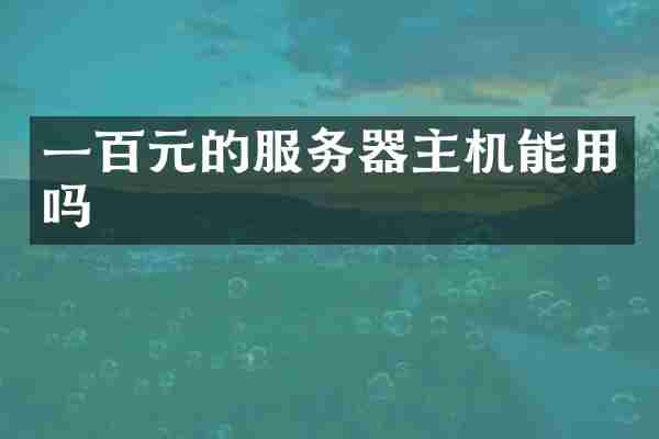 一百元的服务器主机能用吗
