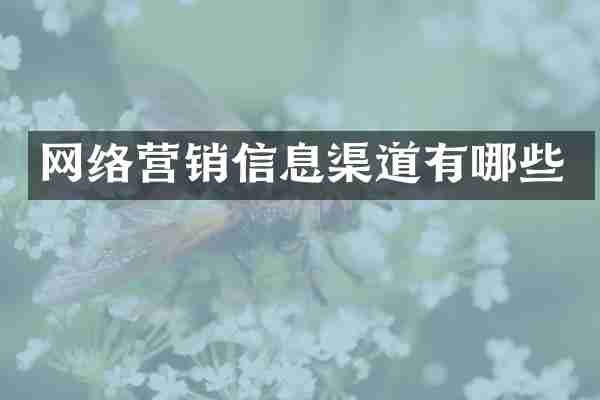 网络营销信息渠道有哪些