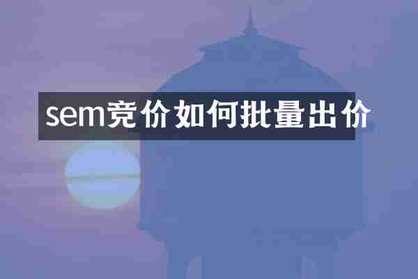 sem竞价如何批量出价