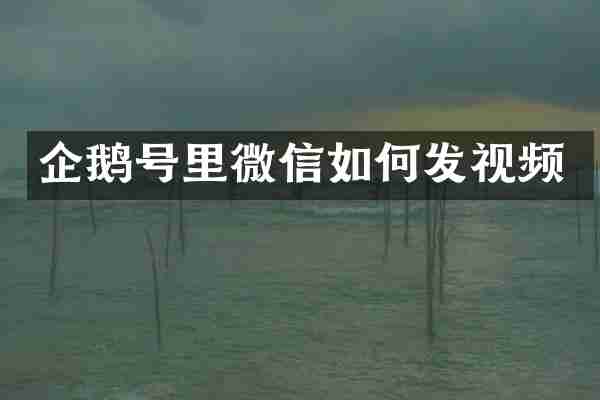 企鹅号里微信如何发视频