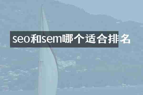 seo和sem哪个适合排名
