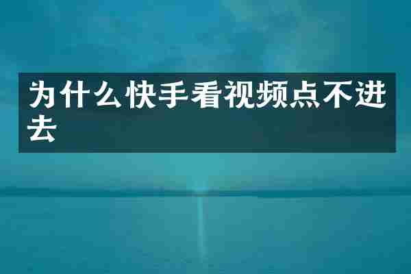 为什么快手看视频点不进去