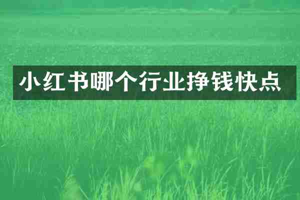 小红书哪个行业挣钱快点