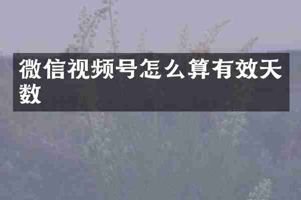 微信视频号怎么算有效天数