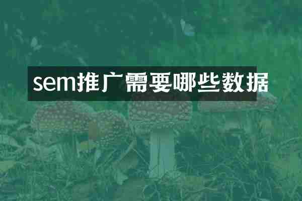 sem推广需要哪些数据
