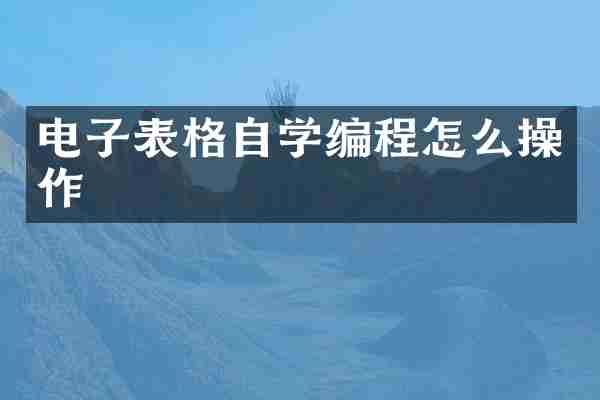 电子表格自学编程怎么操作