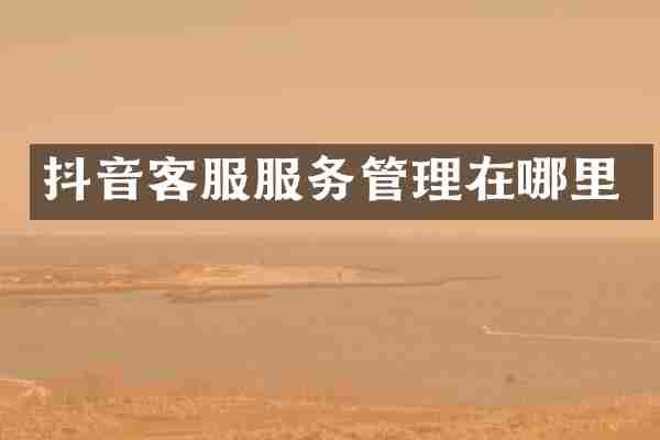 抖音客服服务管理在哪里