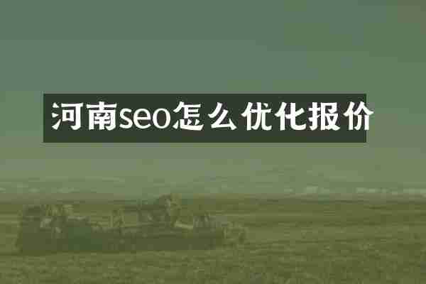河南seo怎么优化报价