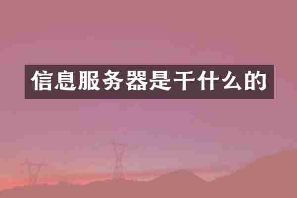 信息服务器是干什么的