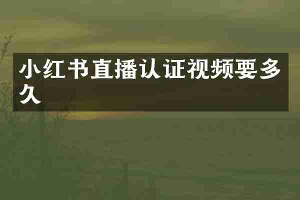 小红书直播认证视频要多久