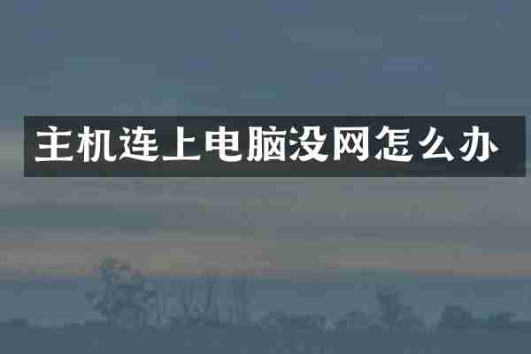 主机连上电脑没网怎么办