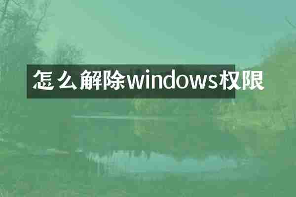 怎么解除windows权限