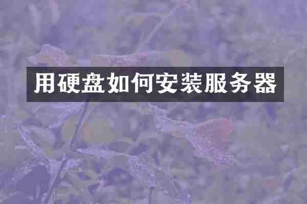 用硬盘如何安装服务器