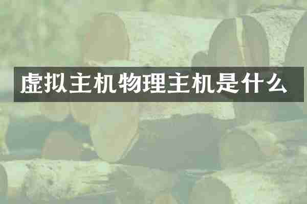 虚拟主机物理主机是什么