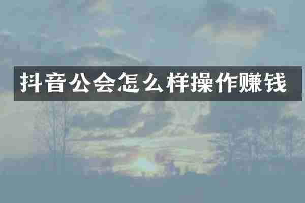 抖音公会怎么样操作赚钱