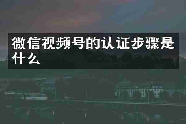 微信视频号的认证步骤是什么