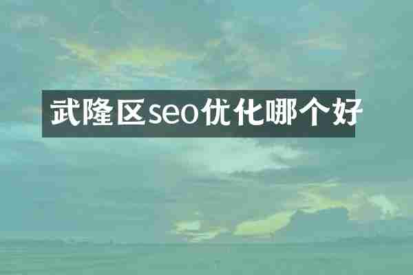 武隆区seo优化哪个好