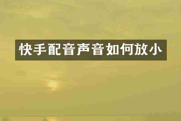 快手配音声音如何放小