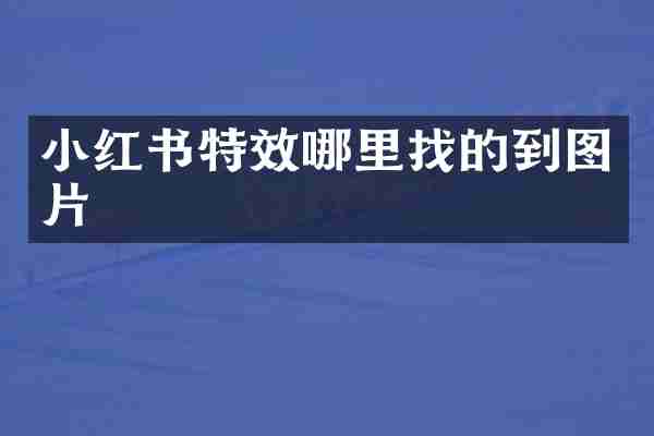 小红书特效哪里找的到图片