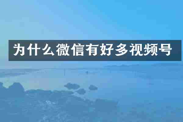 为什么微信有好多视频号