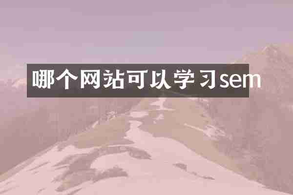 哪个网站可以学习sem